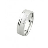 9ct White Gold Wedding Band with 5 Diamond Stones